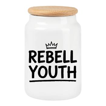 Rebel Jugend Krone - Keksdose mit Holzdeckel - Weiß - Vorne