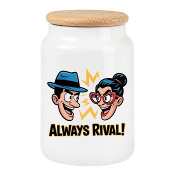 Toujours le duo rival - Boîte à biscuits avec couvercle en bois - blanc - Devant