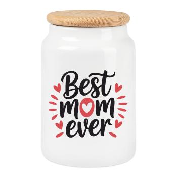 Die beste Mutter aller Zeiten - Keksdose mit Holzdeckel - Weiß - Vorne