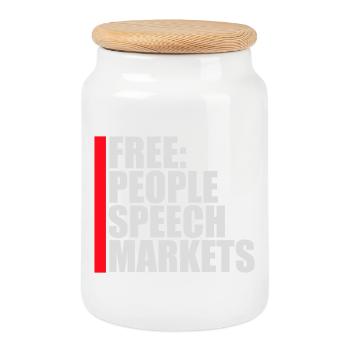 Marché de la liberté d’expression Peuple Libertarian Freedom Logo - Boîte à biscuits avec couvercle en bois - blanc - Devant