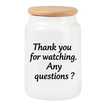 Thanks for watching – questions? - Cookie Jar with Wooden Lid - white - Front