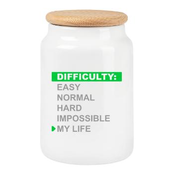 Difficulty Mode – My Life - Cookie Jar with Wooden Lid - white - Front