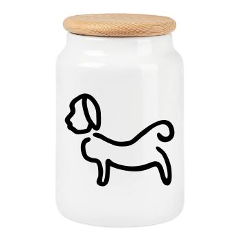Hund_Silhouette - Boîte à biscuits avec couvercle en bois - blanc - Devant