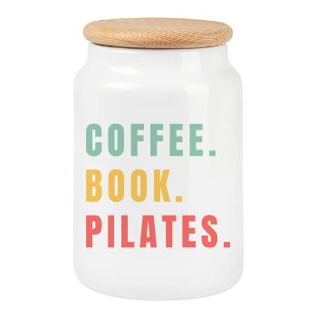 COFFEE BOOK PILATES - Keksdose mit Holzdeckel - Weiß - Vorne