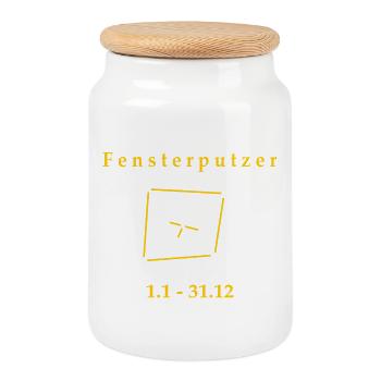 Window Cleaner Zodiac Cleaner Building Cleaner - Cookie Jar with Wooden Lid - white - Front
