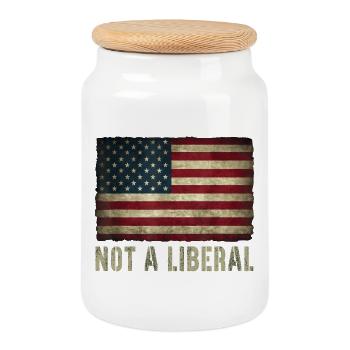  250 Years America Anniversary Not A Liberal USA - Cookie Jar with Wooden Lid - white - Front