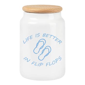 LIFE IS BETTER IN FLIP FLOPS - Keksdose mit Holzdeckel - Weiß - Vorne