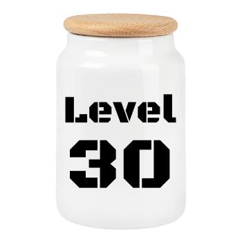 Level 30 - Cookie Jar with Wooden Lid - white - Front