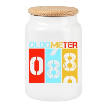 Oldometer 88 Lustiger 88. Geburtstag Retro - Keksdose mit Holzdeckel - Weiß - Vorne
