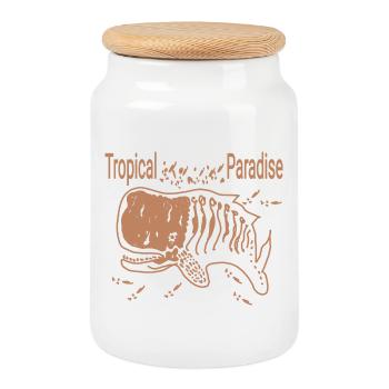 Baleine - Boîte à biscuits avec couvercle en bois - blanc - Devant