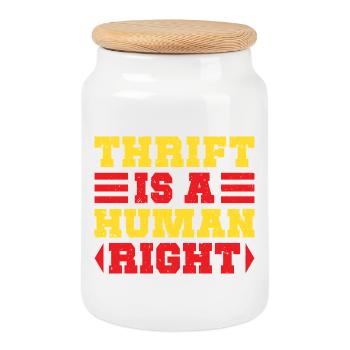 Thrift Shopper Is A Human Right Thrift Store - Keksdose mit Holzdeckel - Weiß - Vorne