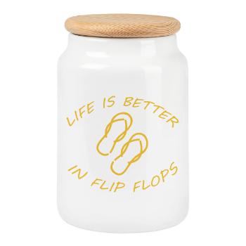 LIFE IS BETTER IN FLIP FLOPS - Keksdose mit Holzdeckel - Weiß - Vorne