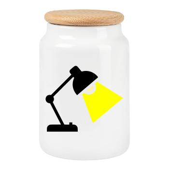 Idée de lampe de bureau - Boîte à biscuits avec couvercle en bois - blanc - Devant