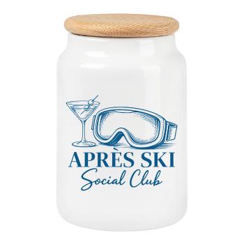 Après Ski Club Cocktail Ski Vacances d’hiver - Boîte à biscuits avec couvercle en bois - blanc - Devant