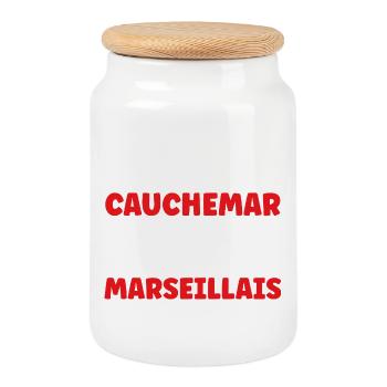 Cauchemar Marseillais - Boîte à biscuits avec couvercle en bois - blanc - Devant