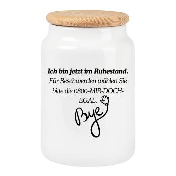 Retirement Design - Cookie Jar with Wooden Lid - white - Front