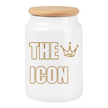 THE ICON – Bold Legendary Statement Design - Keksdose mit Holzdeckel - Weiß - Vorne