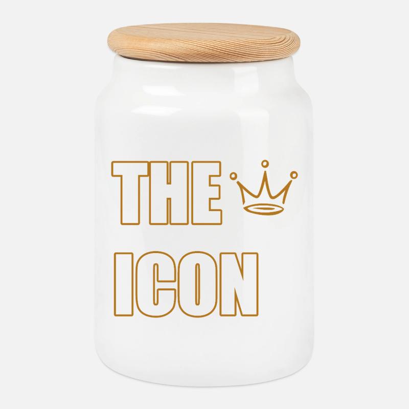 L’ICON – Déclaration Légendaire Audacieuse - Boîte à biscuits avec couvercle en bois - blanc