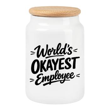 World's okayest employee Chef Mitarbeiter - Keksdose mit Holzdeckel - Weiß - Vorne