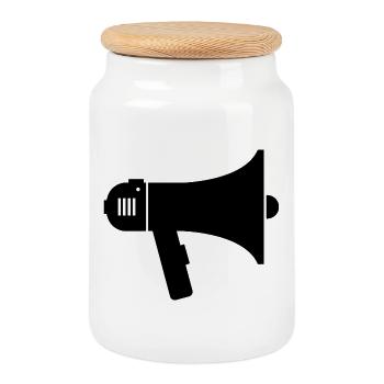 megaphone - Cookie Jar with Wooden Lid - white - Front