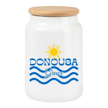 Donousa, Grèce Vagues de Soleil - Boîte à biscuits avec couvercle en bois - blanc - Devant
