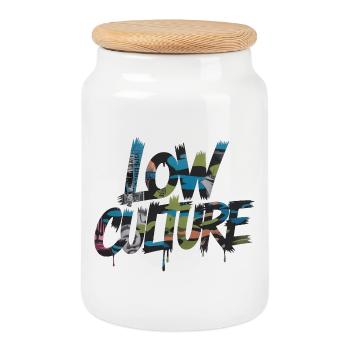 Collage de graffitis de la culture de l’amour - Boîte à biscuits avec couvercle en bois - blanc - Devant