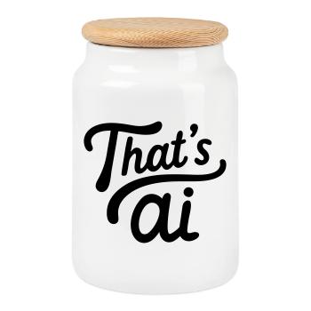 « C’est de l’IA » Typographie manuscrite - Boîte à biscuits avec couvercle en bois - blanc - Devant