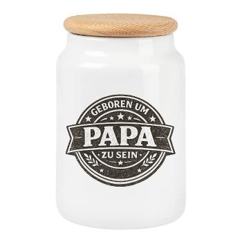 Born To Be Dad Gift Vintage - Cookie Jar with Wooden Lid - white - Front