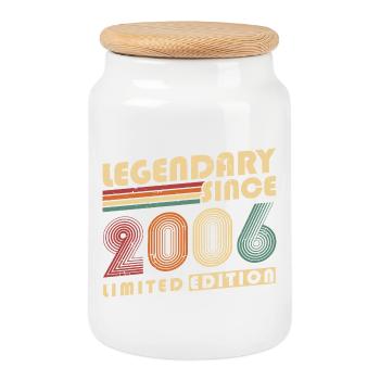 Legendär Seit 2006 Jahrgang Vintage Geburtstag - Keksdose mit Holzdeckel - Weiß - Vorne