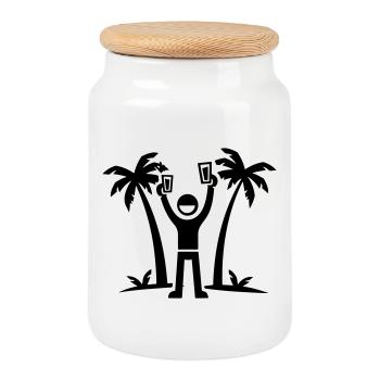 Party Urlaub Insel Drinking - Keksdose mit Holzdeckel - Weiß - Vorne