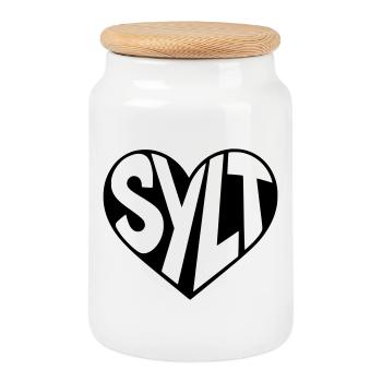 Sylt in the heart - Cookie Jar with Wooden Lid - white - Front