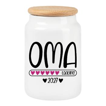 Grand-mère 2027 chargement avec barre de chargement cardiaque - Boîte à biscuits avec couvercle en bois - blanc - Devant