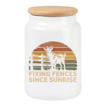 Zaunreparatur seit Sonnenaufgang | Farmlife - Keksdose mit Holzdeckel - Weiß - Vorne