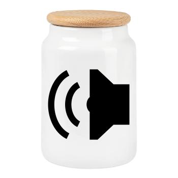 Speakers, Speakers - Cookie Jar with Wooden Lid - white - Front