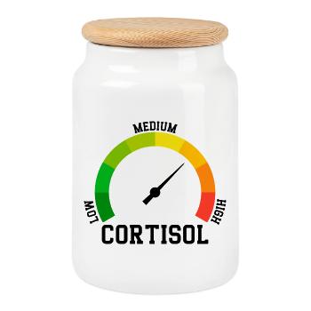 Niedriges Cortisol, sogar niedriger Wert - Keksdose mit Holzdeckel - Weiß - Vorne