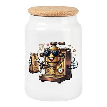 Lunettes de soleil robot brasseurs en laiton - Boîte à biscuits avec couvercle en bois - blanc - Devant
