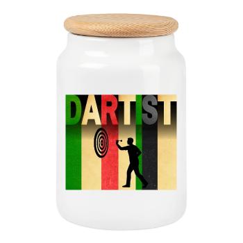 Dartist: Kunst trifft Dart Retro-Streifen - Keksdose mit Holzdeckel - Weiß - Vorne