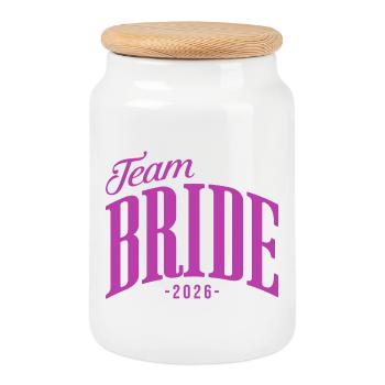 Enterrement de vie de jeune fille de l’équipe Mariée 2026 - Boîte à biscuits avec couvercle en bois - blanc - Devant