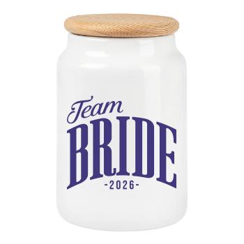 Enterrement de vie de jeune fille de l’équipe Mariée 2026 - Boîte à biscuits avec couvercle en bois - blanc - Devant