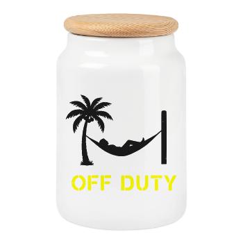 Hamac en dehors de service en disant - Boîte à biscuits avec couvercle en bois - blanc - Devant
