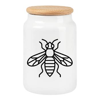 guêpe - Boîte à biscuits avec couvercle en bois - blanc - Devant