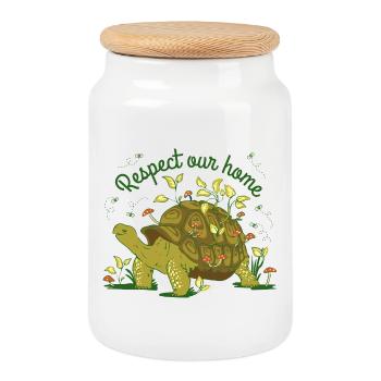 Respect Our Home Turtle Nature Environment Graphic - Keksdose mit Holzdeckel - Weiß - Vorne