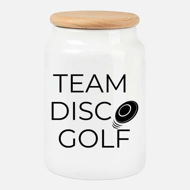 Team Disco Golf - Design avec disque - Boîte à biscuits avec couvercle en bois - blanc