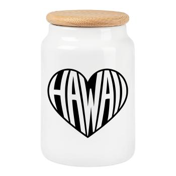 Hawaï, Hawaï au cœur de la faute de frappe - Boîte à biscuits avec couvercle en bois - blanc - Devant