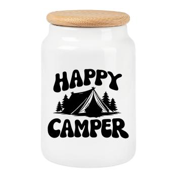 Campeur - Boîte à biscuits avec couvercle en bois - blanc - Devant