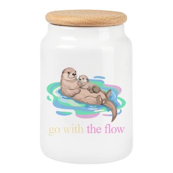 Nimm das Flow Otter Duo - Keksdose mit Holzdeckel - Weiß - Vorne