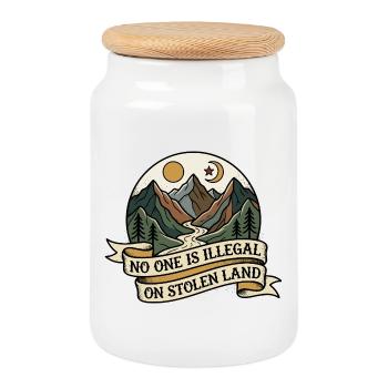 Personne n’est illégal sur des terres volées - Boîte à biscuits avec couvercle en bois - blanc - Devant
