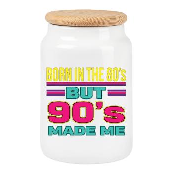 Né dans les années 80 Mais les années 90 m’ont rendu rétro - Boîte à biscuits avec couvercle en bois - blanc - Devant