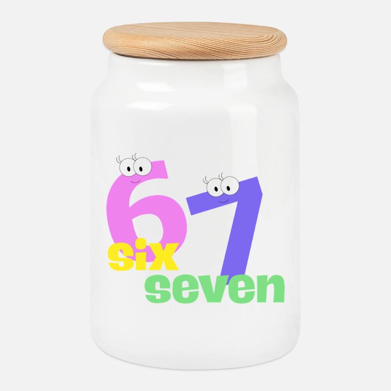 Six Seven Trend - Cookie Jar with Wooden Lid - white