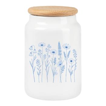 Vintage Flower Women Wildflower Garden Garden - Cookie Jar with Wooden Lid - white - Front